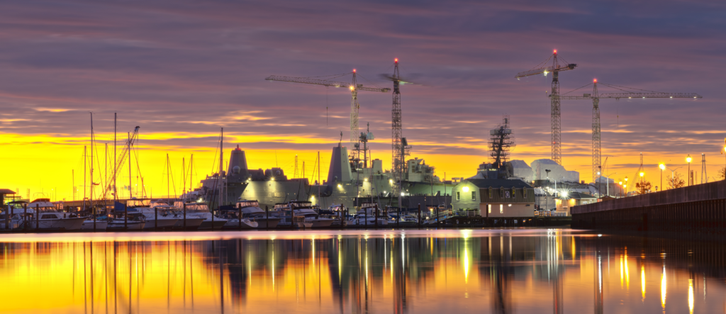 Norfolk Shipyard at Night